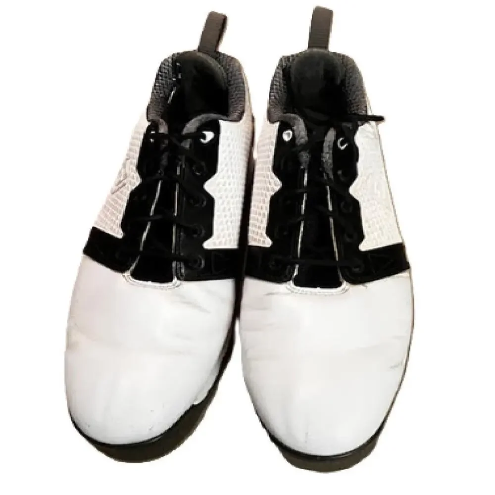 Footjoy Contour Fit Golf Shoes Mens Size 8 Soft Spike 54091 White/Blk